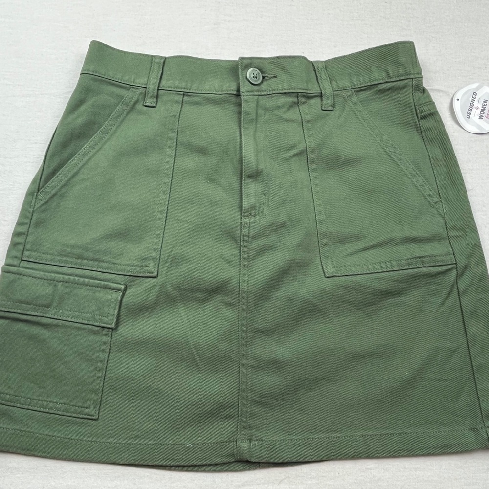 Magellan Outdoors Womens Green Cargo Mini Skirt Cotton Lyocell Size M NWT‎